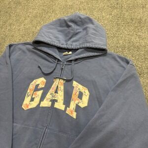 GAP Full-zip Hooded Jacket Men's 2XL Baby Blue Y2K Floral